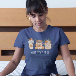Pumpkin Spice Coffee Design Retro Style Fall Leafs T-Shirt
