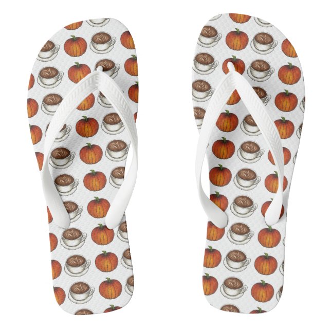 Pumpkin Spice Coffee Latte Autumn Fall October Jandals (Footbed)