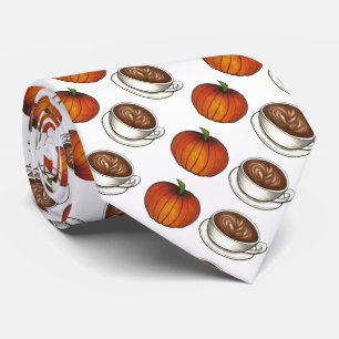 Pumpkin Spice Coffee Latte Autumn Fall Tie
