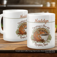 Pumpkin Spice Coffee Vintage Style Custom Name
