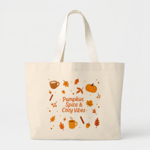 Pumpkin Spice & Cozy Vibes Fall Tote Bag