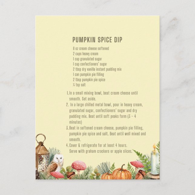 Pumpkin Spice Dip Recipe   Postcard (Front)