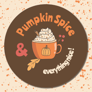 Pumpkin Spice Doodle Orange Mug Brown Stickers