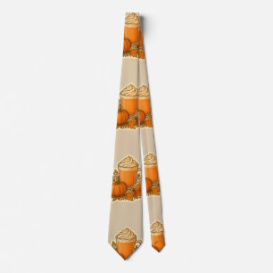 Pumpkin Spice Drink with Autumn Leaves Tie