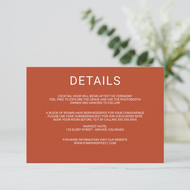 Pumpkin Spice Enclosure Card (Standing Front)