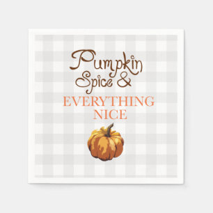 Pumpkin Spice Everything Gingham Pattern Wreath Napkin