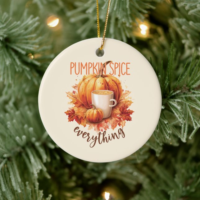 Pumpkin Spice Everything – Latte & Autumn Foliage Ceramic Tree Decoration (Tree)