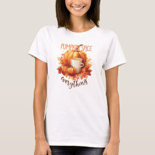 Pumpkin Spice Everything – Latte & Autumn Foliage T-Shirt