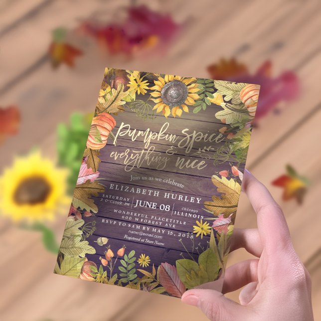 Pumpkin Spice & Everything Nice Autumn Baby Shower Invitation (Creator Uploaded)