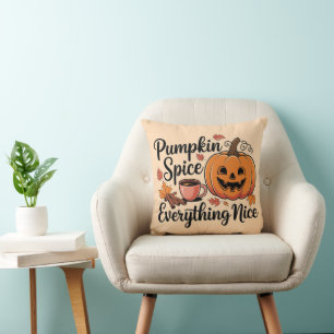 "Pumpkin Spice & Everything Nice" Autumn Graphic Cushion