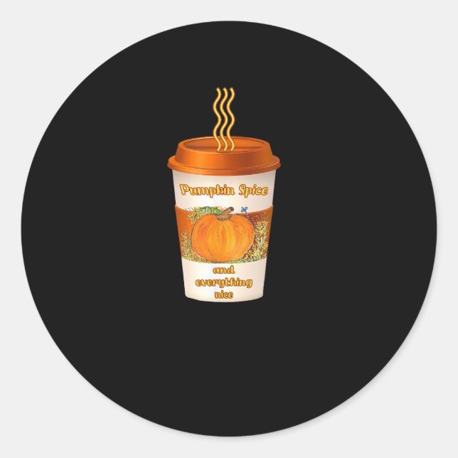 Pumpkin Spice & Everything Nice Fall Colourful Cof Classic Round Sticker (Front)
