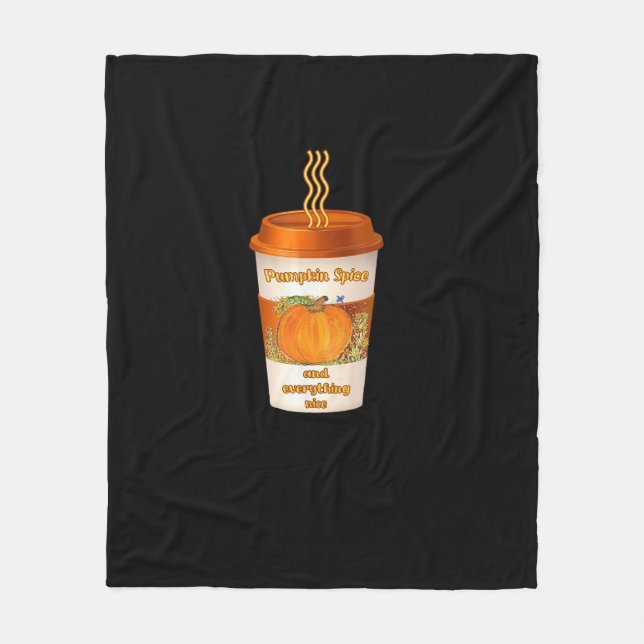 Pumpkin Spice & Everything Nice Fall Colourful Cof Fleece Blanket (Front)