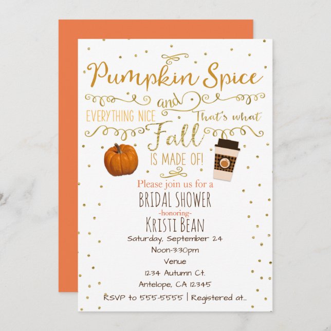 Pumpkin Spice & Everything Nice Fall Invitations (Front/Back)
