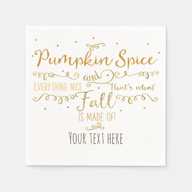 Pumpkin Spice & Everything Nice Fall Party Napkin (Front)