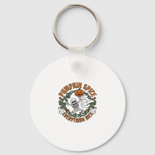 Pumpkin Spice Everything Nice Halloween Skeleton V Key Ring