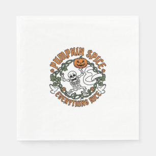Pumpkin Spice Everything Nice Halloween Skeleton V Napkin