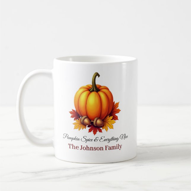 Pumpkin Spice & Everything Nice Personalised Coffee Mug (Left)