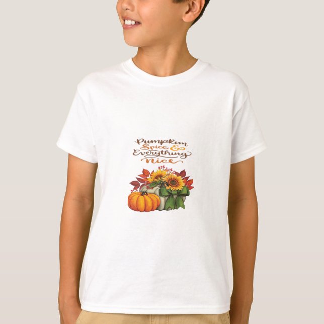 Pumpkin Spice & Everything Nice Slogan Vibes T-Shirt (Front)
