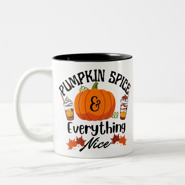 Pumpkin Spice Everything Nice Two-Tone Coffee Mug (Left)
