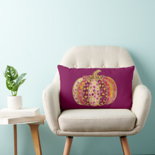 Pumpkin Spice & Everything Nice: Watercolor Autumn Lumbar Cushion