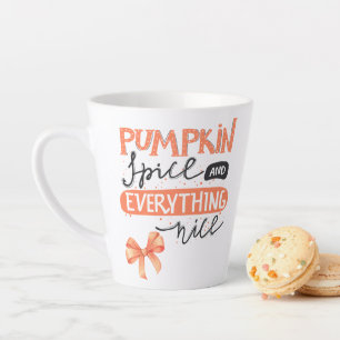 Pumpkin Spice & Everything Nice Watercolor Bow Latte Mug
