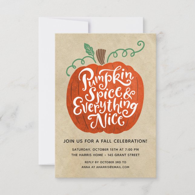 Pumpkin Spice Fall Party Invitation (Front)