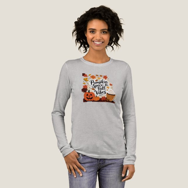 Pumpkin Spice & Fall Vibes Tri-Blend Shirt (Full Front)