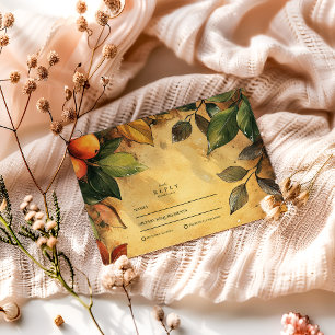 Pumpkin Spice Floral Wedding RSVP Card