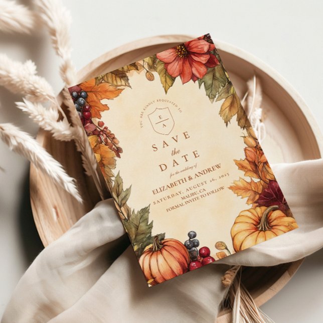 Pumpkin Spice Florals Wedding Save The Date (Creator Uploaded)