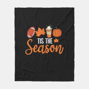 Pumpkin Spice Football Tis The Season Fall Thanksg Fleece Blanket