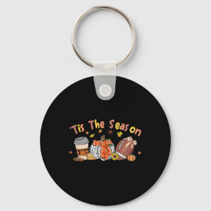 Pumpkin Spice Football Tis The Season Fall Thanksg Key Ring