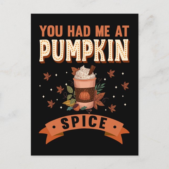 Pumpkin Spice Funny Halloween Pie Coffee Latte Postcard (Front)