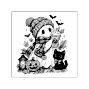 Pumpkin Spice Ghost Cosy Halloween Self-inking Stamp