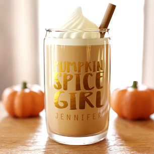 Pumpkin Spice Girl Custom Name Can Glass
