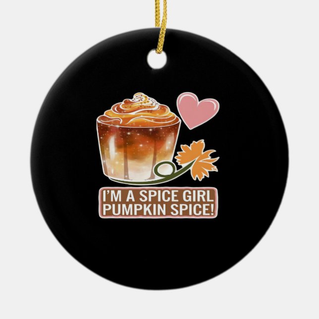 Pumpkin Spice Girl Fall Latte Sticker Ceramic Tree Decoration (Front)