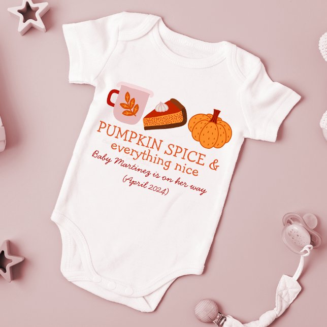 Pumpkin Spice Grandparent Pregnancy Announcement Baby Bodysuit (Creator Uploaded)