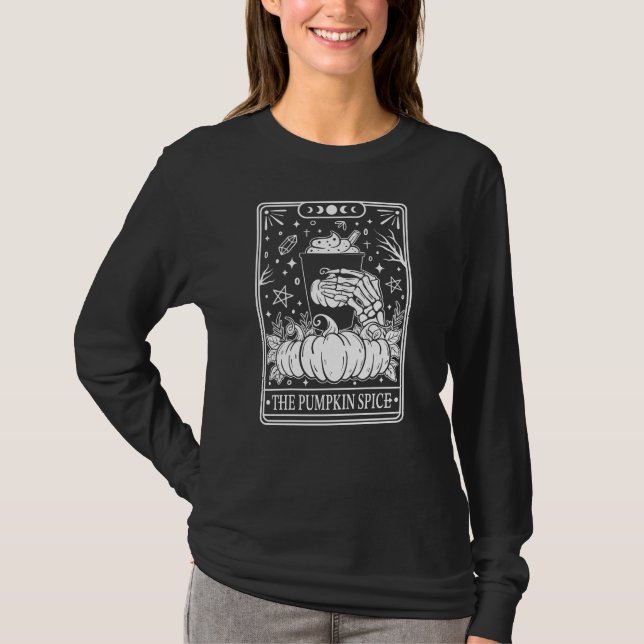 Pumpkin Spice Halloween Tarot Card T-Shirt (Front)