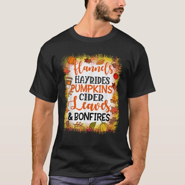 Pumpkin Spice Hayrides Falling Leaves Bonfires App T-Shirt (Front)