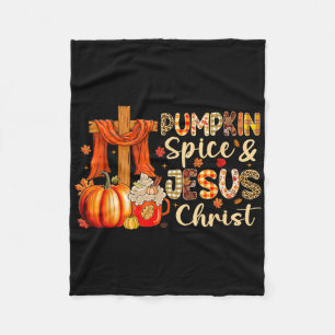 Pumpkin Spice Jesus Christ Thanksgiving Autumn Fal Fleece Blanket