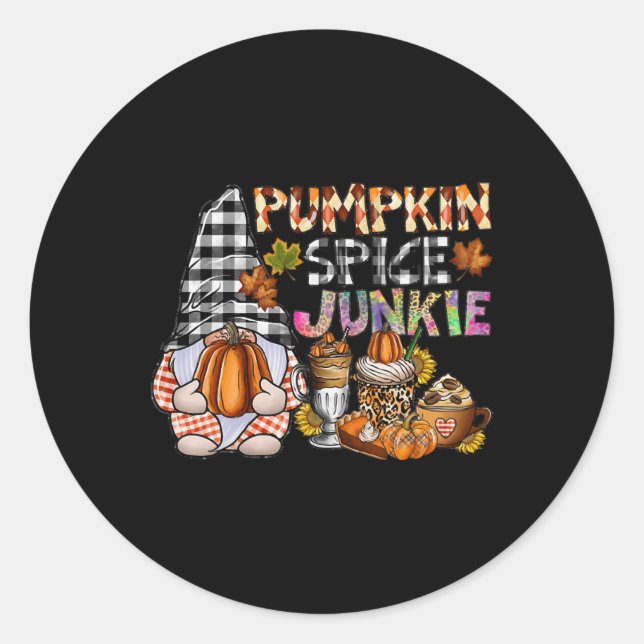Pumpkin Spice Junkie Classic Round Sticker (Front)