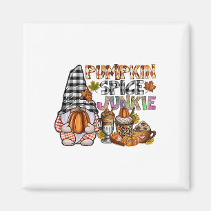 Pumpkin Spice Junkie Gnomes Fall Autumn Thanksgivi Magnet