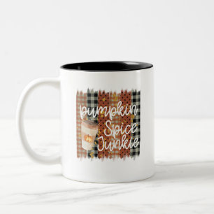 Pumpkin Spice Junkie - Rustic Autumn Two-Tone Coffee Mug