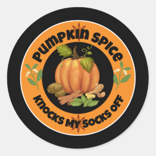 Pumpkin spice knocks my socks off   classic round sticker