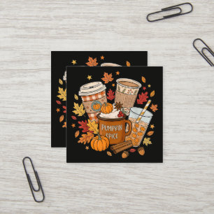 Pumpkin Spice Latte Autumn Fall Season Square Business Card