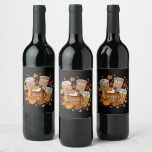 Pumpkin Spice Latte Autumn Fall Season Wine Label