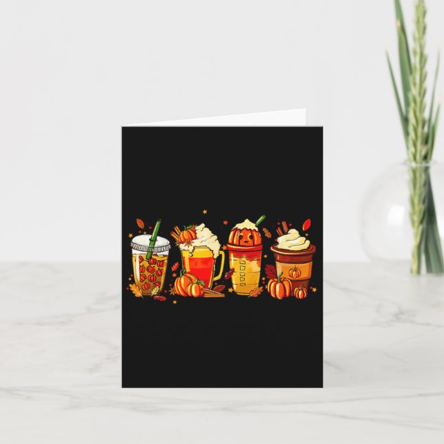 Pumpkin Spice Latte Autumn Fall Thanksgiving Hallo Card (Front)