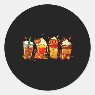 Pumpkin Spice Latte Autumn Fall Thanksgiving Hallo Classic Round Sticker
