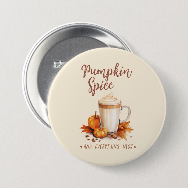 Pumpkin Spice – Latte & Autumn Foliage 7.5 Cm Round Badge (Front & Back)