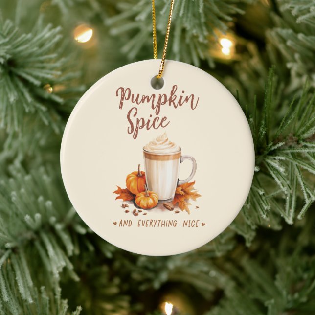Pumpkin Spice – Latte & Autumn Foliage Ceramic Tree Decoration (Tree)