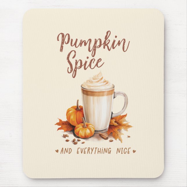 Pumpkin Spice – Latte & Autumn Foliage Mouse Pad (Front)